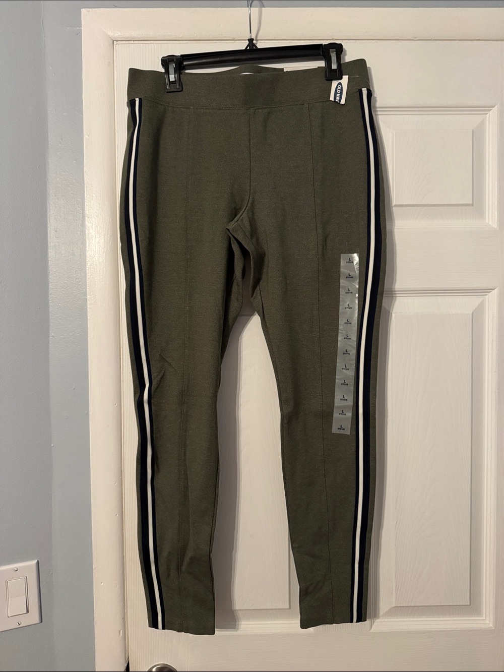 Olive Green Stevie Leggings with Side Stripes